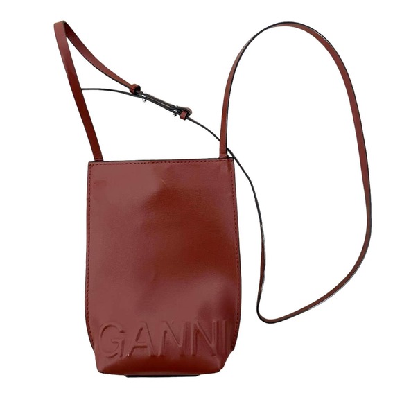 Ganni Bags Ganni Banner Brown Leather Crossbody Purse Poshmark
